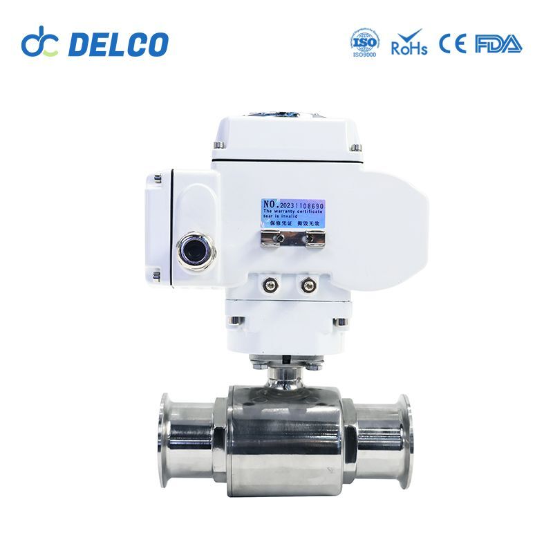 DELCO 3 Way Food Grade Stainless Steel Sanitary Electric Ball Valves