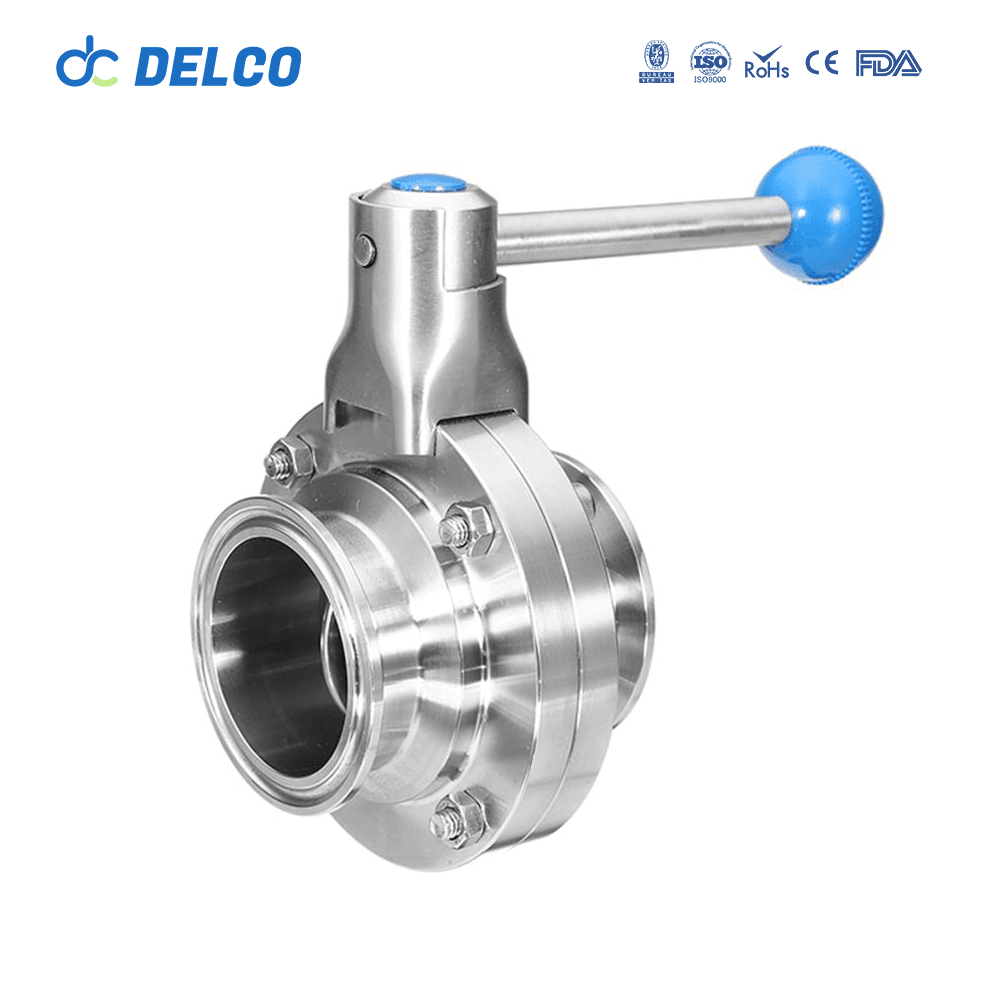 DELCO Sanitary Food Grade Tri-Clamp Manual Butterfly Valve