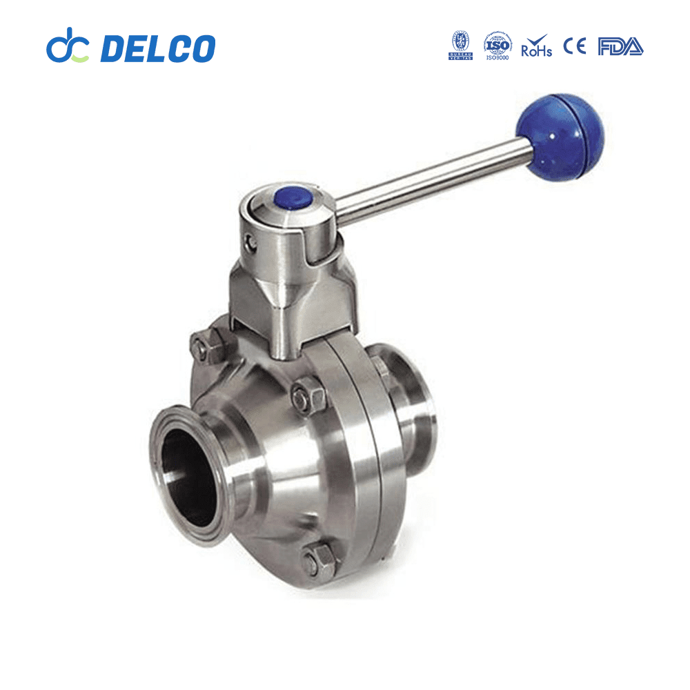 DELCO Sanitary Food Grade Tri-Clamp Manual Butterfly Valve