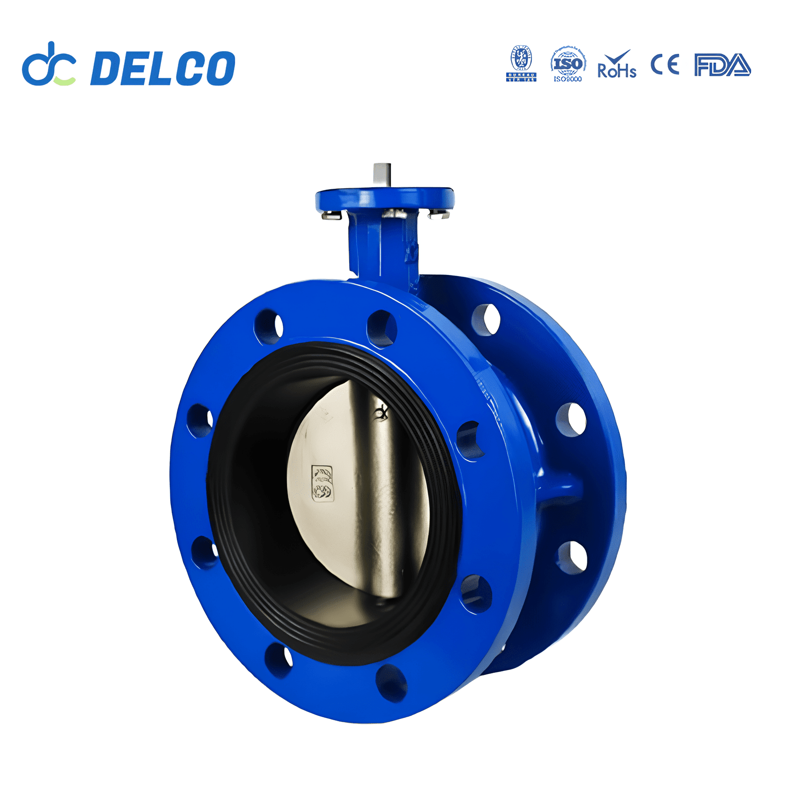 DELCO PTFED Sealed Cast Iron Flanged Manual Butterfly Valve