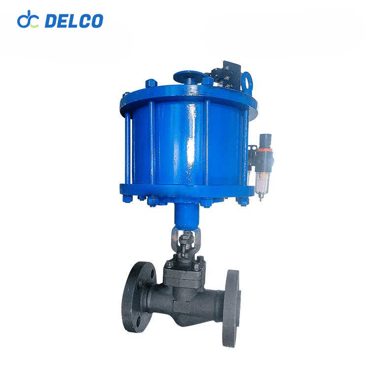 DELCO Carbon Steel Flanged Linear Pneumatic Actuator Globe Valve