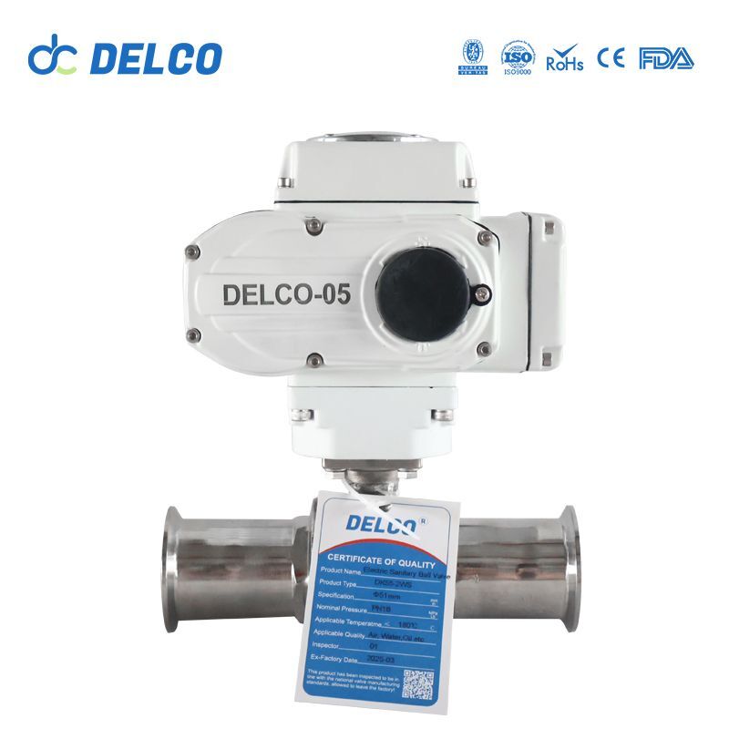 DELCO Motorized 2 Way Tri-Clamp Sanitary Food Grade Electric Ball Valves0331