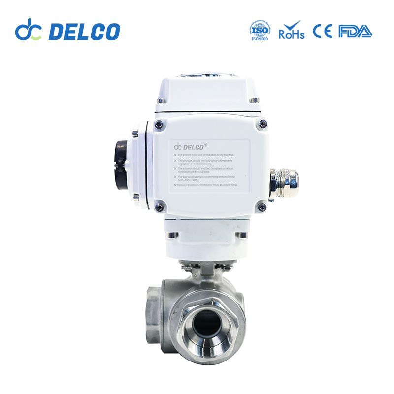 DELCO Motorized 3 Way 3 Inch Thread Electric Ball Valves-DK55-3T5