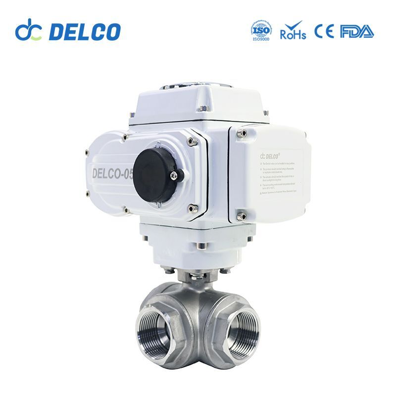 DELCO Motorized 3 Way 3 Inch Thread Electric Ball Valves-DK55-3T5