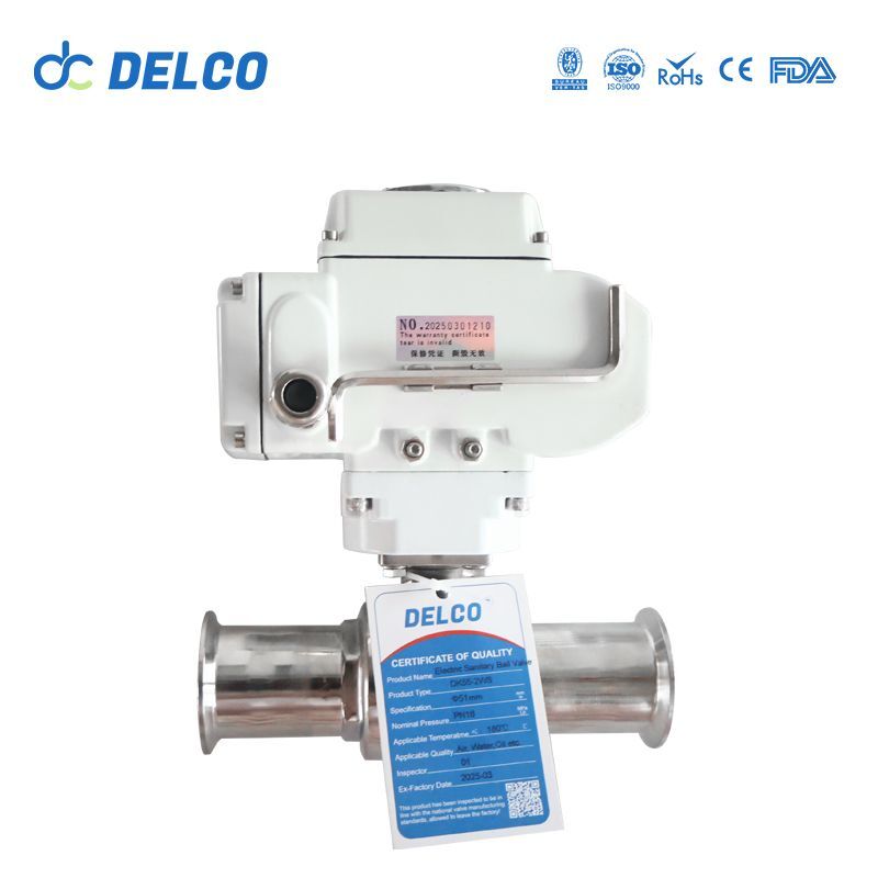 DELCO Motorized 2 Way Tri-Clamp Sanitary Food Grade Electric Ball Valves0331