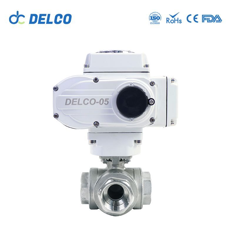 DELCO Motorized 3 Way 3 Inch Thread Electric Ball Valves-DK55-3T5